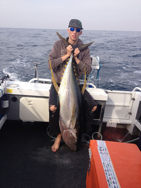 ANGLER: Caige Fenech SPECIES: Yellowfin Tuna WEIGHT: 49.4 kg. LURE: JB Lures, Dingo